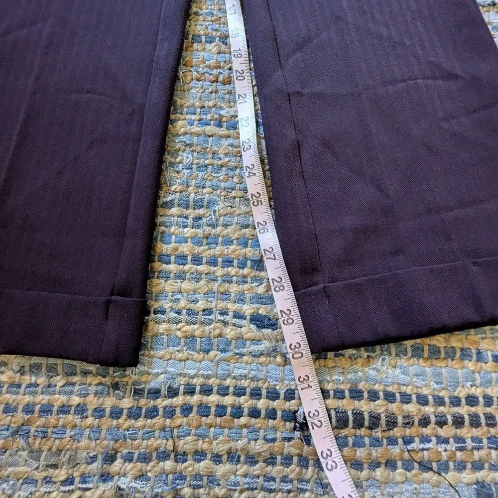 Low & Loose Trousers 11 Grape Purple Cuffed Pants Belt Loops Light Pinstripes